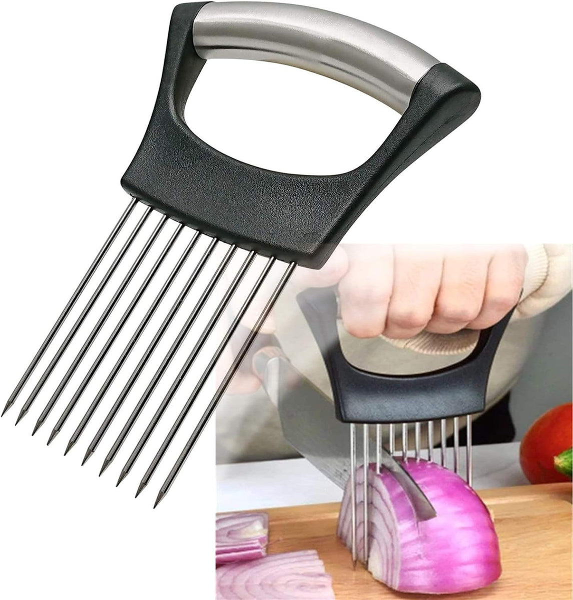 Stainless Steel Onion Holder for Perfect Slicing Every Time