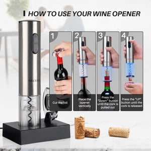 Automatic Electric Wine Bottle Corkscrew for Effortless Opening